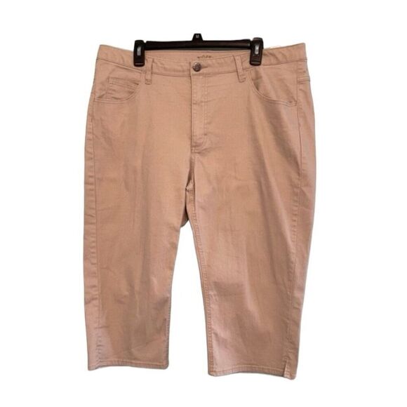 Lee Riders Relaxed Fit Capri Jeans Tan Denim High Rise Cropped Plus Sz 18 M - Picture 1 of 3